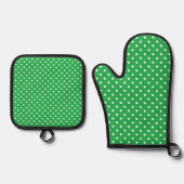 Green Polka Dot Ofenhandschuh & Topflappen-Set (Vorderseite)