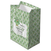 Green Polka Dot Owl - Babydusche Mittlere Geschenktüte (Vorderseite Schrägansicht)