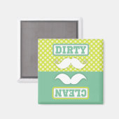 Green Polka Dot Pattern Mustache Clean Dirty Magnet (Vorderseite/Rückseite)