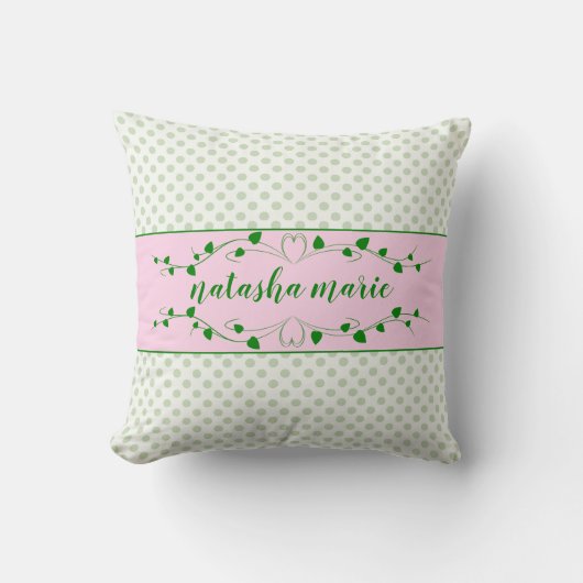 Green Polka Dot Personalisiert Kissen (Vorderseite)