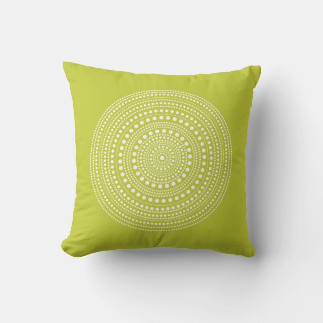 Green Polka Dot Pillow Modernes Muster Kissen (Vorderseite)