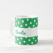 Green Polka Dot Retro Gemustert Stylish Custom Kaffeetasse (Vorderseite Links)