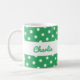 Green Polka Dot Retro Gemustert Stylish Custom Kaffeetasse
