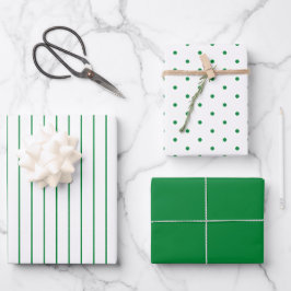 Green Polka Dot und gestreift und fest Geschenkpapier Set