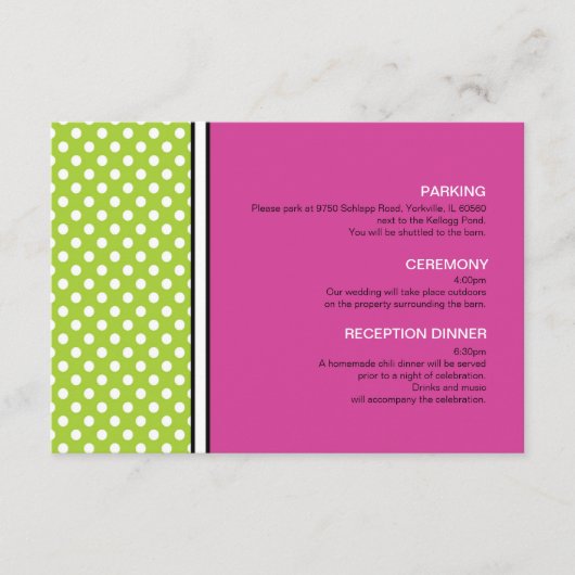 Green Polka Dot und Pink Wedding Card Begleitkarte (Vorderseite)