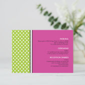 Green Polka Dot und Pink Wedding Card Begleitkarte (Stehend Vorderseite)