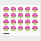 Green Polka Dot und rosa Hochzeitsticker Runder Aufkleber (Blatt)