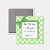 Green Polka Dot Wedding speichern das Datum Magnet (Vorderseite/Rückseite)