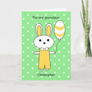 Green Polka Dot Yellow Oaster Bunny Feiertagskarte