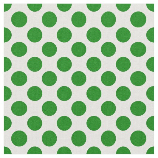 Green Polka Dots auf weißem Muster Stoff (Nahaufnahme)