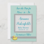 Green Polka Dots Baby Dusche Save The Date (Vorderseite)
