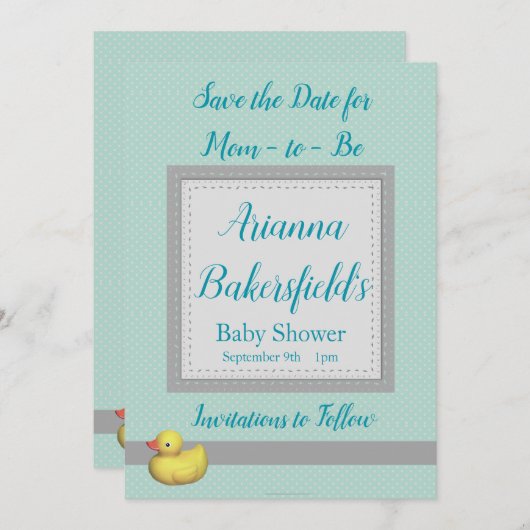 Green Polka Dots Baby Dusche Save The Date (Vorne/Hinten)