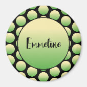 Green Polka Dots Black Script Name Magnet (Vorne)