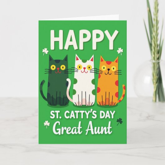 Green Polka Dots Cats Great Aunt Card Karte (Vorderseite)