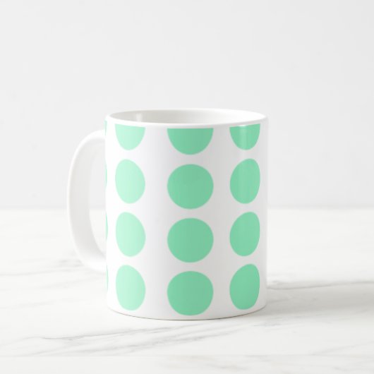 Green Polka Dots Design Kaffeetasse (Vorderseite Links)