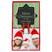 Green Polka Dots Festive Custom Foto Weihnachten Kleine Geschenktüte (Vorderseite)