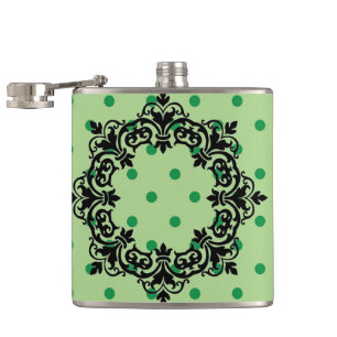 Green Polka Dots Flachmann