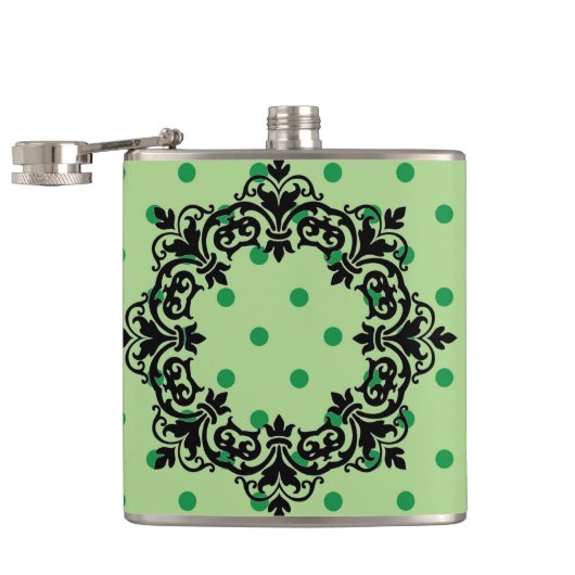 Green Polka Dots Flachmann (Geöffnet)