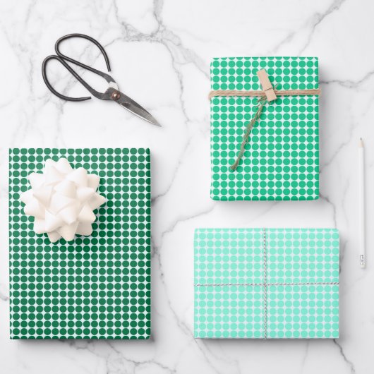 Green Polka Dots Geschenkpapier Set (Vorderseite)