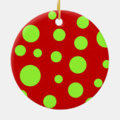 Green Polka Dots Keramik Ornament (Hinten)