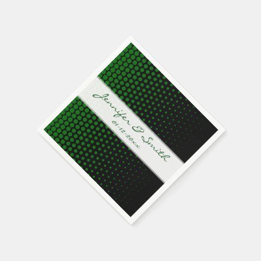 Green Polka Dots Modern Black Serviette (Ecke)
