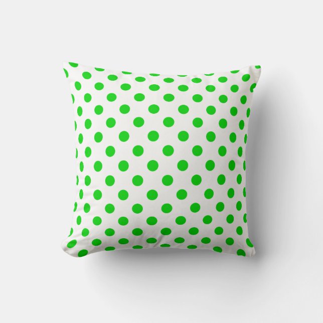 Green Polka Dots Muster auf weißem Hintergrund Kissen (Vorderseite)