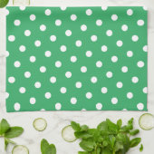 Green Polka Dots Muster Stilvoll Personalisiert Geschirrtuch (Gefaltet)