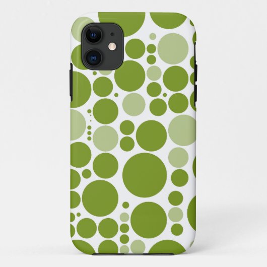 Green Polka Dots on White Case-Mate iPhone Hülle (Rückseite)