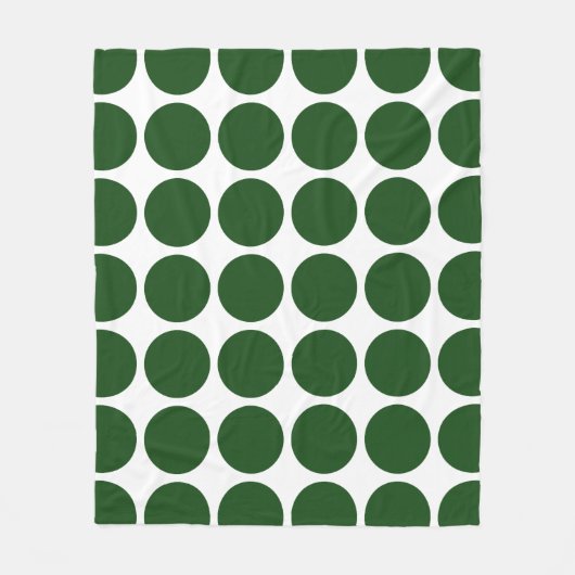Green Polka Dots on White Fleecedecke (Vorderseite)