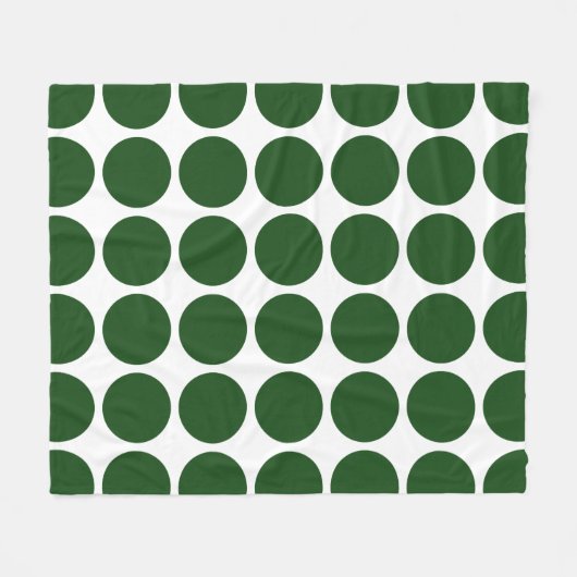 Green Polka Dots on White Fleecedecke (Vorderseite (Horizontal))