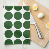 Green Polka Dots on White Geschirrtuch (Viertel Falte)