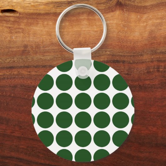 Green Polka Dots on White Schlüsselanhänger (Vorderseite)