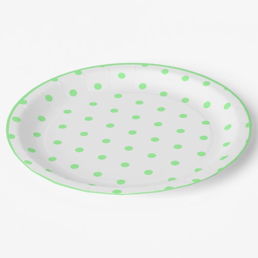 Green Polka Dots Pappteller (Schrägansicht)