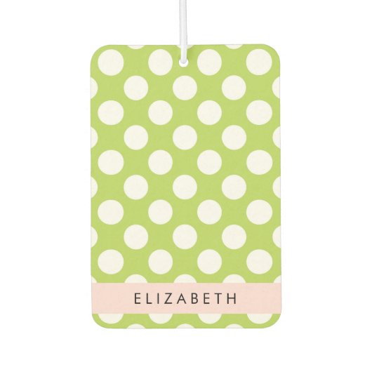 Green Polka Dots, Polka Dot Pattern, Ihr Name Autolufterfrischer (Vorderseite)