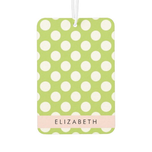 Green Polka Dots, Polka Dot Pattern, Ihr Name Autolufterfrischer (Rückseite)