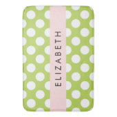 Green Polka Dots, Polka Dot Pattern, Ihr Name Badematte (Vorderseite Vertikal)