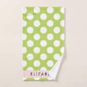 Green Polka Dots, Polka Dot Pattern, Ihr Name Badhandtuch Set (Handtuch)