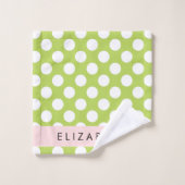 Green Polka Dots, Polka Dot Pattern, Ihr Name Badhandtuch Set (Waschlappen)