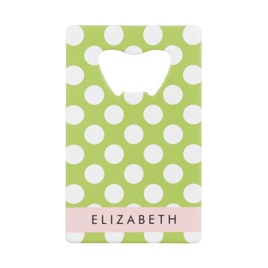 Green Polka Dots, Polka Dot Pattern, Ihr Name Geldbeutel Flaschenöffner (Vorderseite)