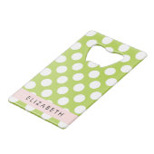 Green Polka Dots, Polka Dot Pattern, Ihr Name Geldbeutel Flaschenöffner (Rückseite Schrägansicht)