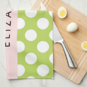Green Polka Dots, Polka Dot Pattern, Ihr Name Geschirrtuch (Viertel Falte)
