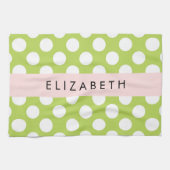 Green Polka Dots, Polka Dot Pattern, Ihr Name Geschirrtuch (Horizontal)
