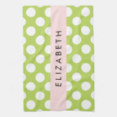 Green Polka Dots, Polka Dot Pattern, Ihr Name Geschirrtuch (Vertikal)