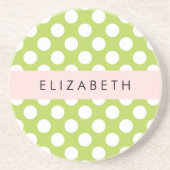 Green Polka Dots, Polka Dot Pattern, Ihr Name Getränkeuntersetzer (Vorne)