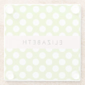 Green Polka Dots, Polka Dot Pattern, Ihr Name Glasuntersetzer (Rückseite)