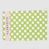 Green Polka Dots, Polka Dot Pattern, Ihr Name Golfhandtuch (Horizontal)