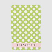 Green Polka Dots, Polka Dot Pattern, Ihr Name Golfhandtuch (Vorderseite)