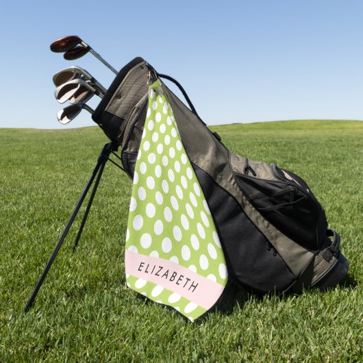 Green Polka Dots, Polka Dot Pattern, Ihr Name Golfhandtuch (Gras)