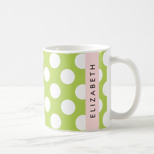 Green Polka Dots, Polka Dot Pattern, Ihr Name Kaffeetasse (Rechts)
