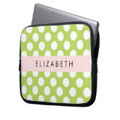 Green Polka Dots, Polka Dot Pattern, Ihr Name Laptopschutzhülle (Vorderseite Links)